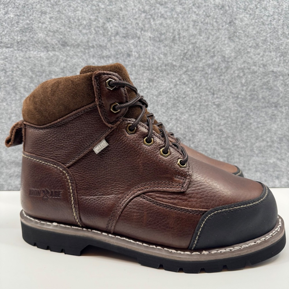 Iron Age Groundbreaker Work Boots Mens 9.5W Brown Leather Steel Toe EH IA0163